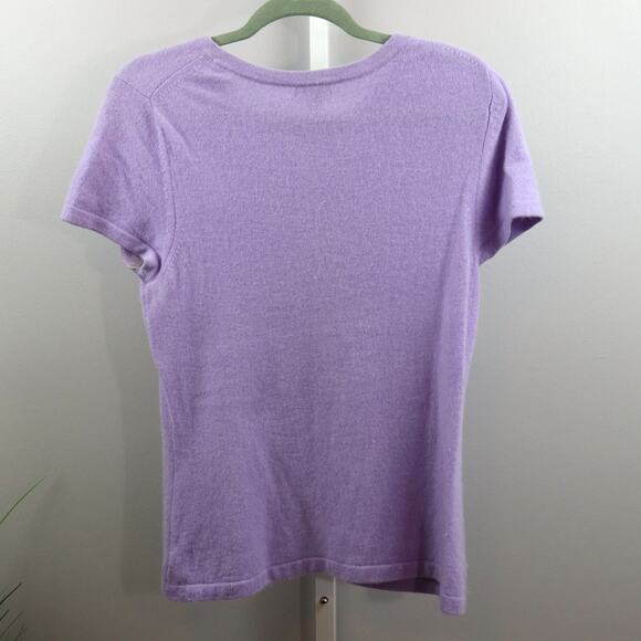 Investments 100% Cashmere Short Sleeve Sweater Lavender Size L - Picture 2 of 4